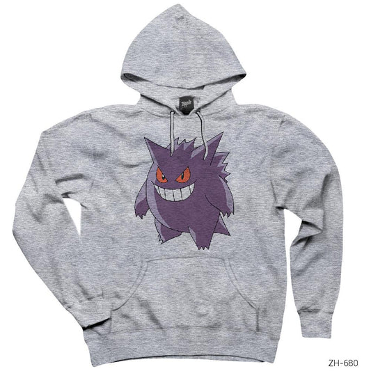 Pokemon Gengar Gri Kapşonlu Sweatshirt Hoodie