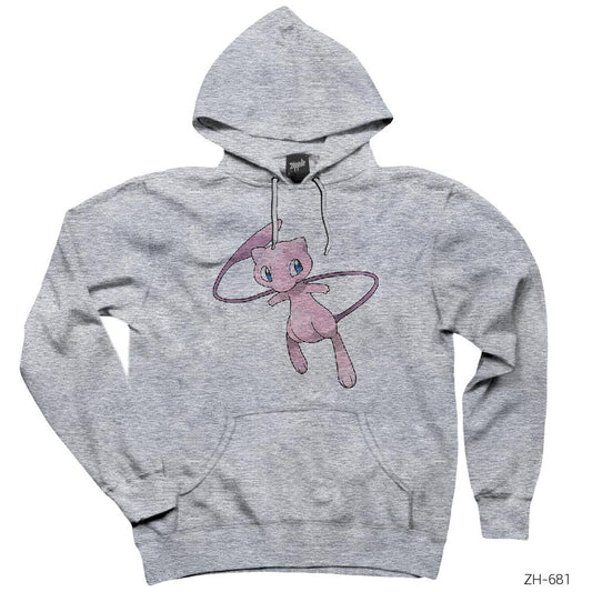 Pokemon Mew Gri Kapşonlu Sweatshirt Hoodie