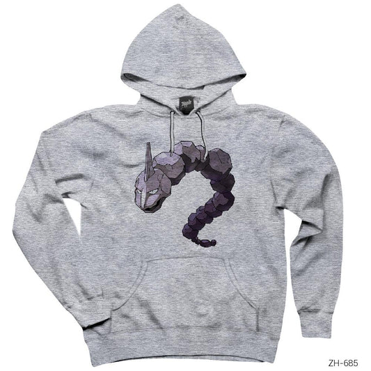 Pokemon Onix Gri Kapşonlu Sweatshirt Hoodie