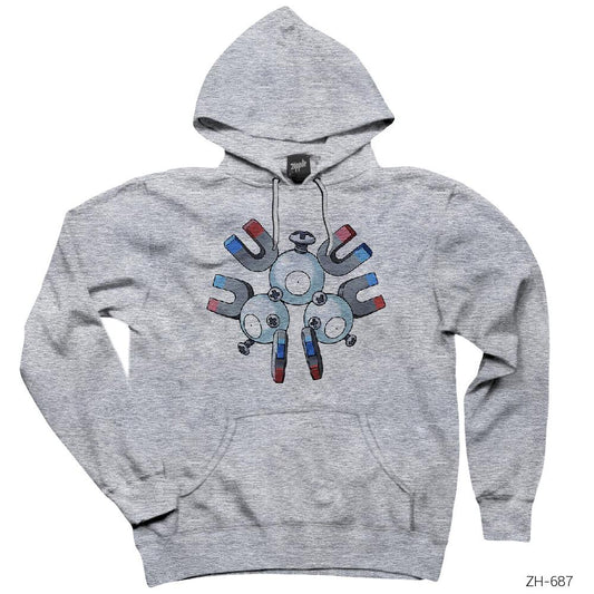 Pokemon Magneton Gri Kapşonlu Sweatshirt Hoodie