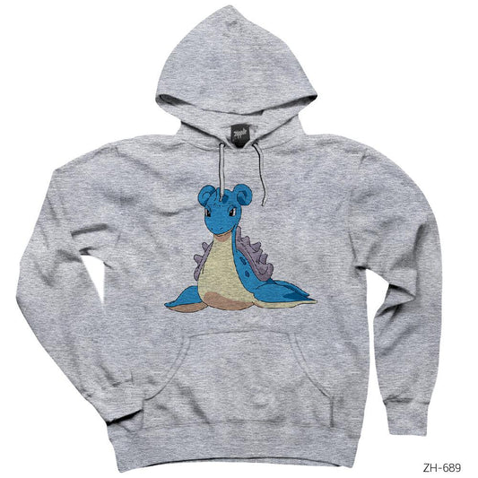 Pokemon Lapras Gri Kapşonlu Sweatshirt Hoodie