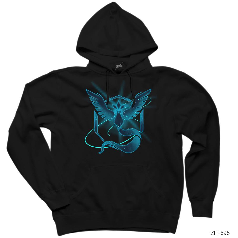 Pokemon Team Mystic Neon Siyah Kapşonlu Sweatshirt Hoodie