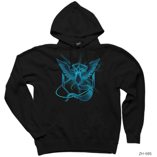 Pokemon Team Mystic Neon Siyah Kapşonlu Sweatshirt Hoodie