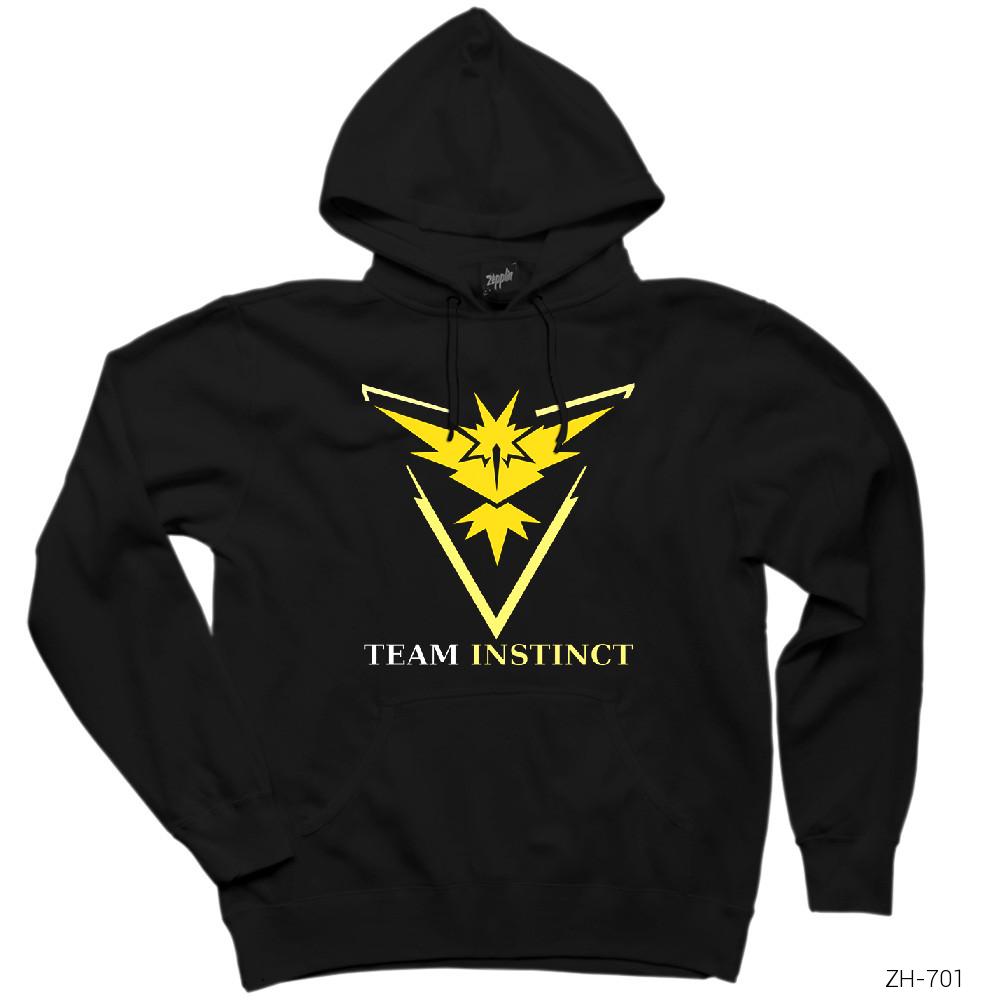 Pokemon Team Instinct Siyah Kapşonlu Sweatshirt Hoodie