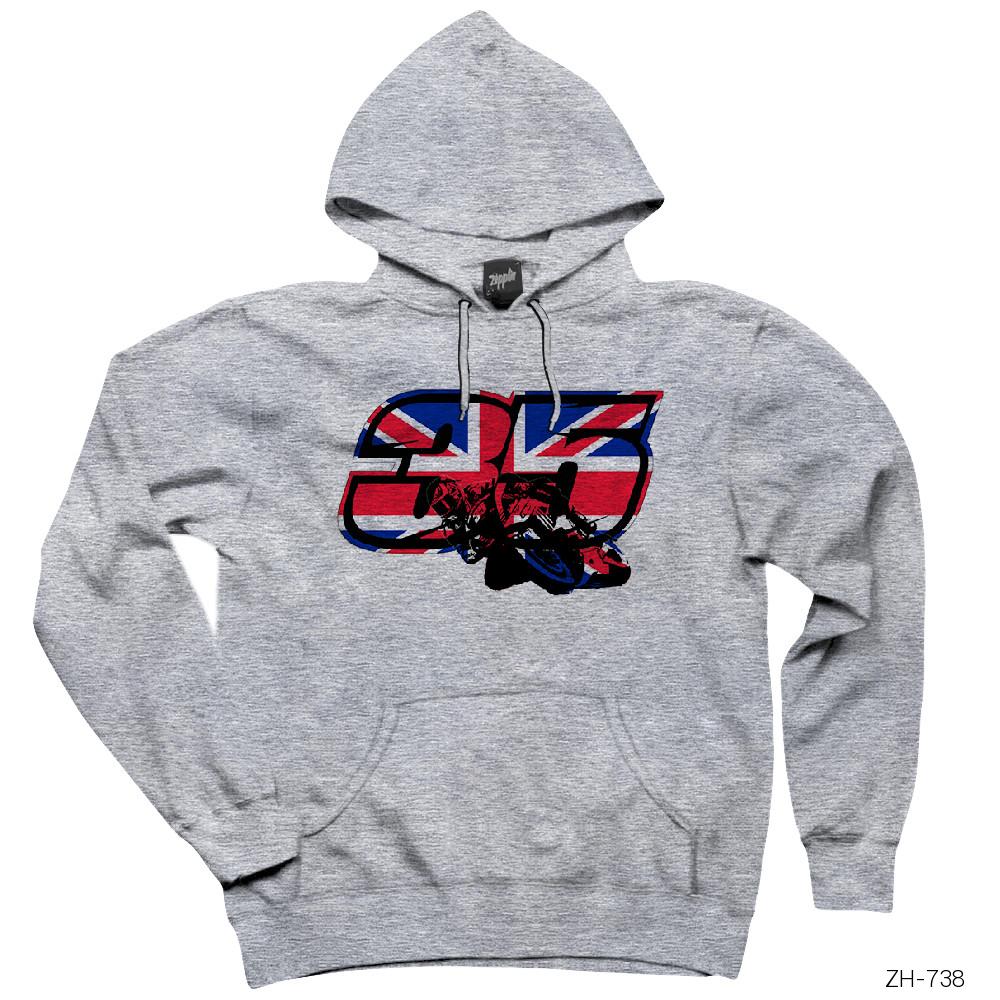 Motogp 35 Gri Kapşonlu Sweatshirt Hoodie