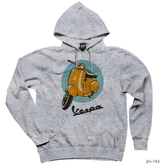 Vespa Circle Gri Kapşonlu Sweatshirt Hoodie