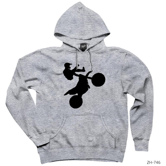 Motorcycle Motocross Flat Gri Kapşonlu Sweatshirt Hoodie
