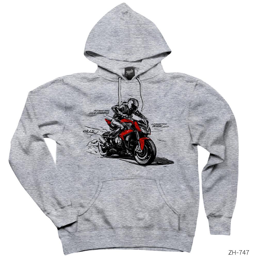 BMW S1000R Gri Kapşonlu Sweatshirt Hoodie