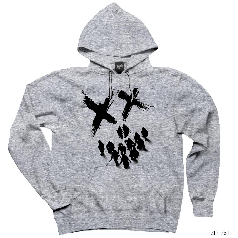 Suicide Squad Smile Gri Kapşonlu Sweatshirt Hoodie