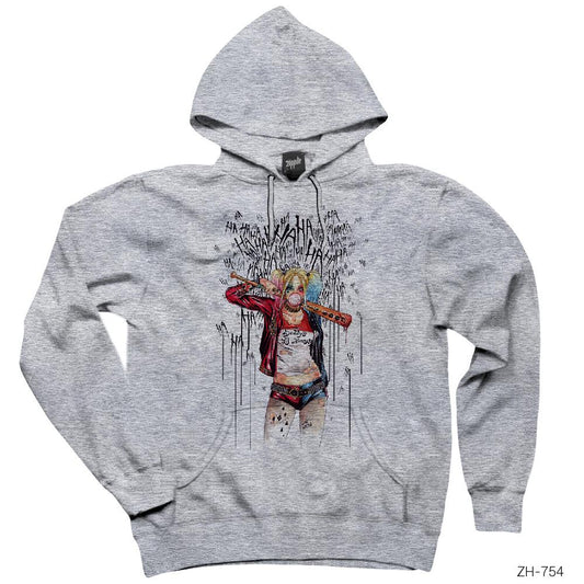 Suicide Squad Harley Quinn Daddys Lil Monster Gri Kapşonlu Sweatshirt Hoodie
