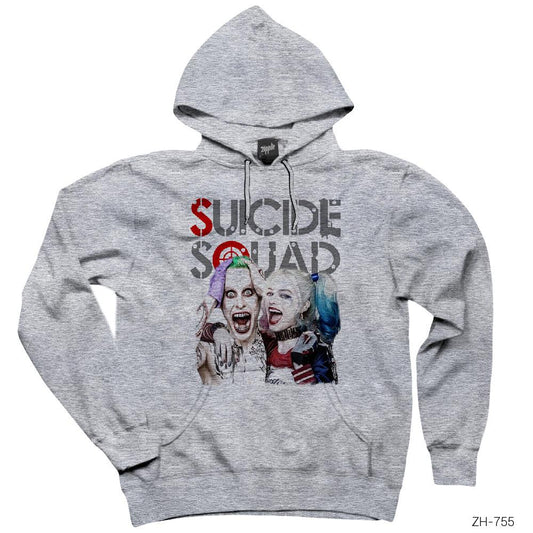 Suicide Squad Happy Team Gri Kapşonlu Sweatshirt Hoodie