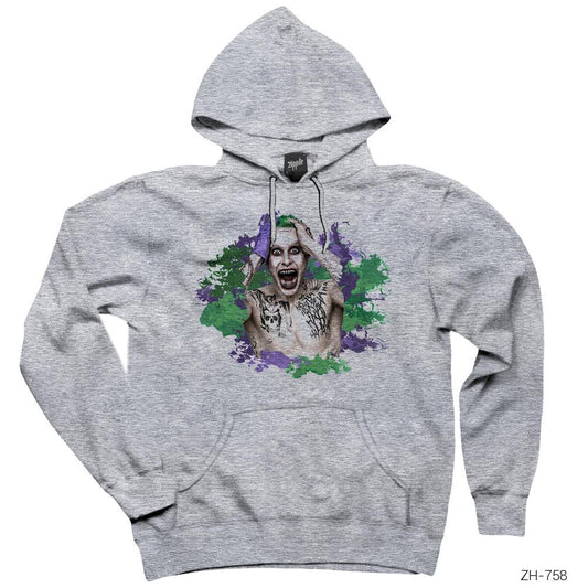 Suicide Squad Joker Gri Kapşonlu Sweatshirt Hoodie