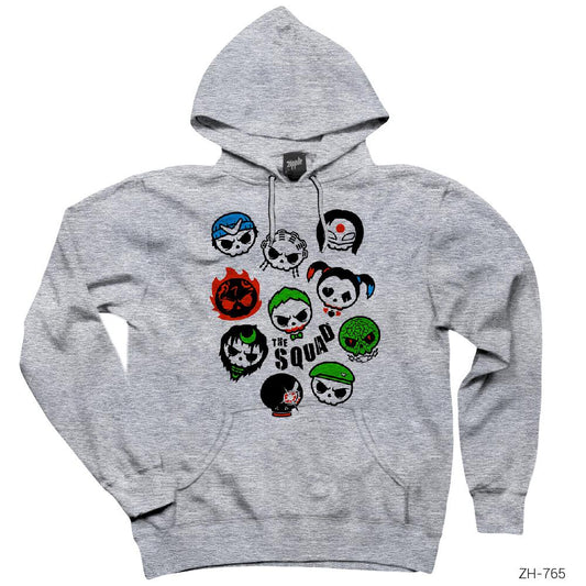 Suicide Squad Skull Faces Gri Kapşonlu Sweatshirt Hoodie