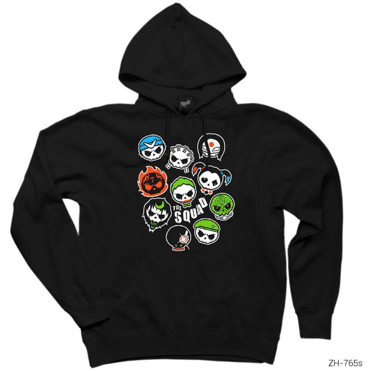 Suicide Squad Skull Faces Siyah Kapşonlu Sweatshirt Hoodie