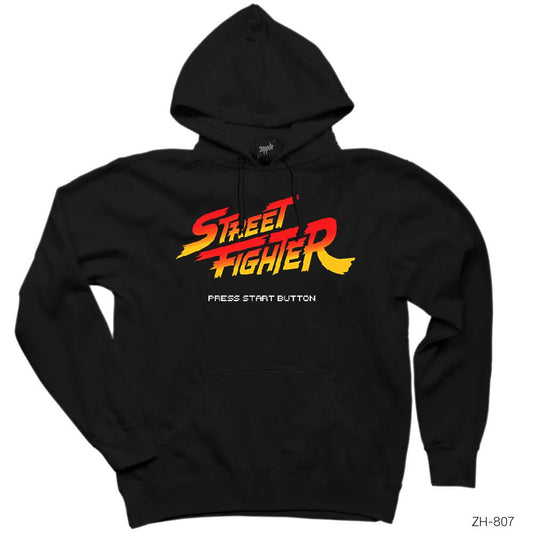 Street Fighter Siyah Kapşonlu Sweatshirt Hoodie