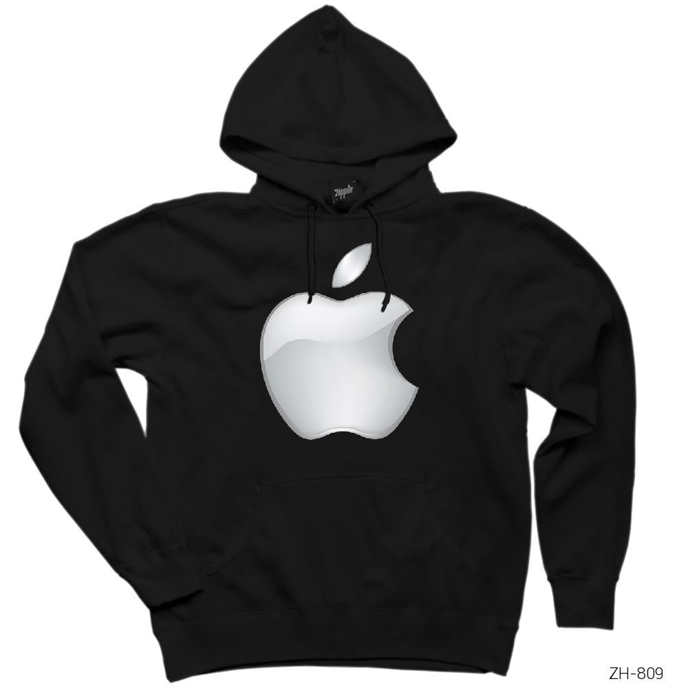 Apple Logo 3d Siyah Kapşonlu Sweatshirt Hoodie