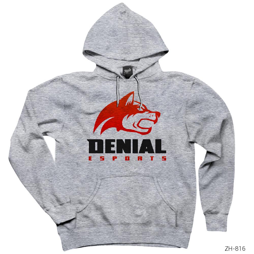 Denial E-Sport Team Gri Kapşonlu Sweatshirt Hoodie