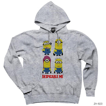 Minion Despicable Me Gri Kapşonlu Sweatshirt Hoodie