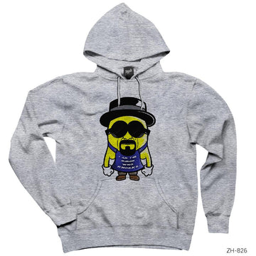 Minion Breaking Bad Gri Kapşonlu Sweatshirt Hoodie