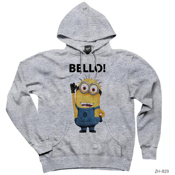 Minion Bello Gri Kapşonlu Sweatshirt Hoodie