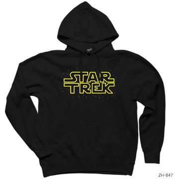 Star Trek Fake Logo Siyah Kapşonlu Sweatshirt Hoodie