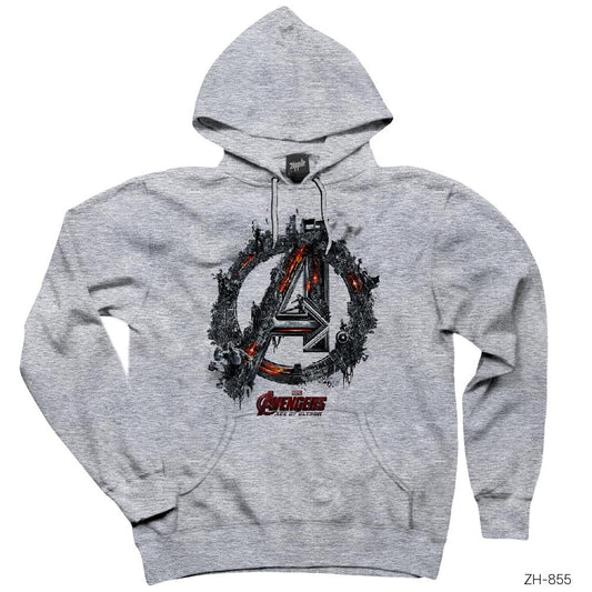 Avengers Dark City Gri Kapşonlu Sweatshirt Hoodie