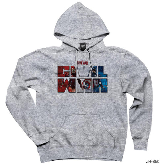 Civil War Cut Out Gri Kapşonlu Sweatshirt Hoodie