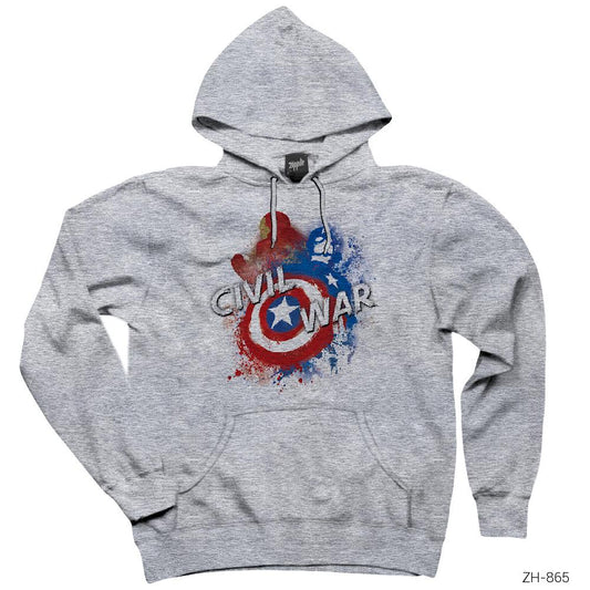 Civil War Splash Gri Kapşonlu Sweatshirt Hoodie