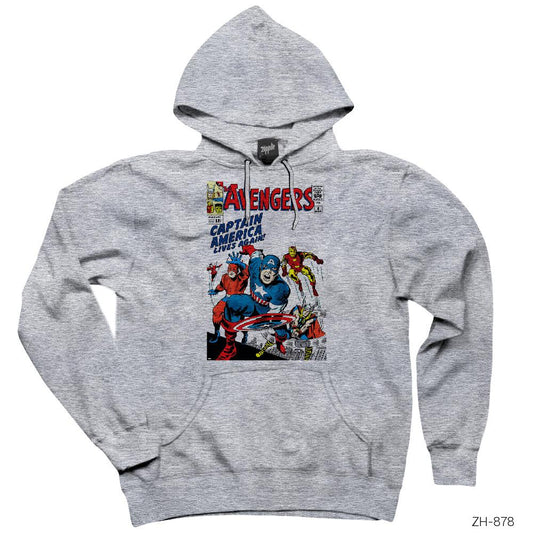 Avengers Comic Cover Gri Kapşonlu Sweatshirt Hoodie