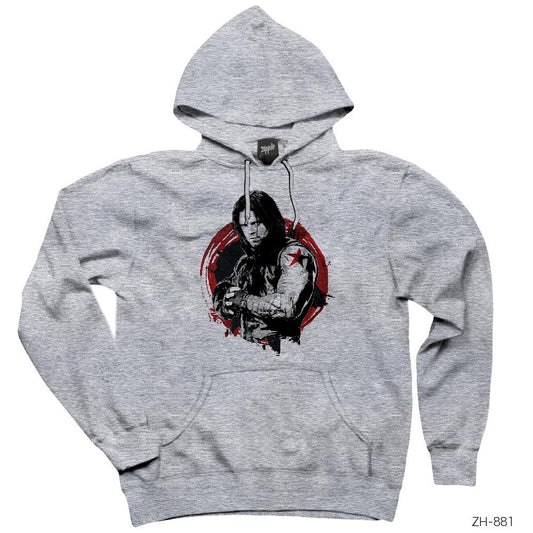 Avengers Winter Soldier Gri Kapşonlu Sweatshirt Hoodie