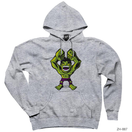 Hulk Cartoon Gri Kapşonlu Sweatshirt Hoodie