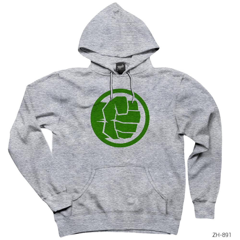 Hulk Smash Gri Kapşonlu Sweatshirt Hoodie
