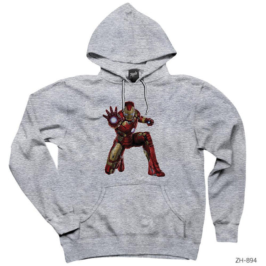 Iron Man Age of Ultron Gri Kapşonlu Sweatshirt Hoodie