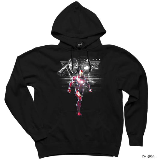 Iron Man Digital Siyah Kapşonlu Sweatshirt Hoodie