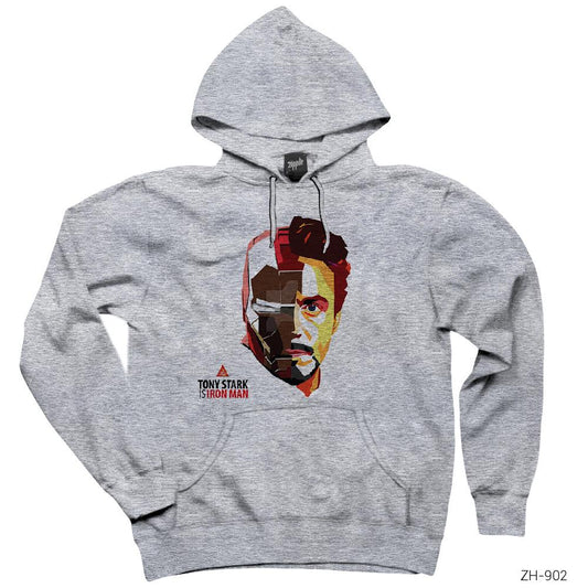 Iron Man Tony Stark Gri Kapşonlu Sweatshirt Hoodie