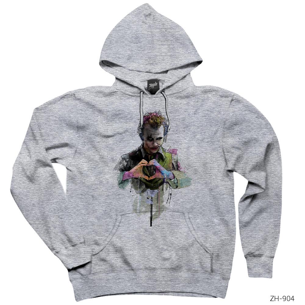 Joker Paint Hearth Gri Kapşonlu Sweatshirt Hoodie
