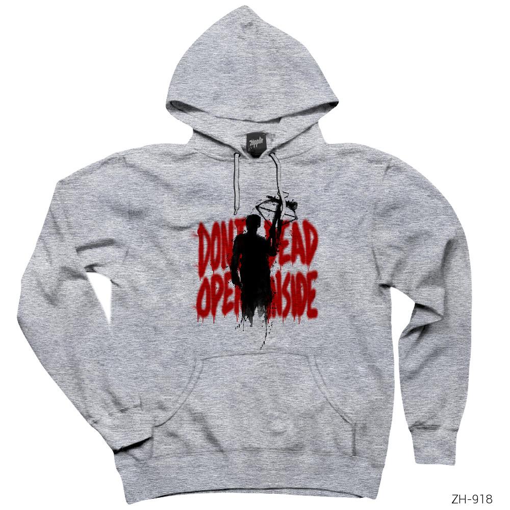 The Walking Dead Dont Open Gri Kapşonlu Sweatshirt Hoodie