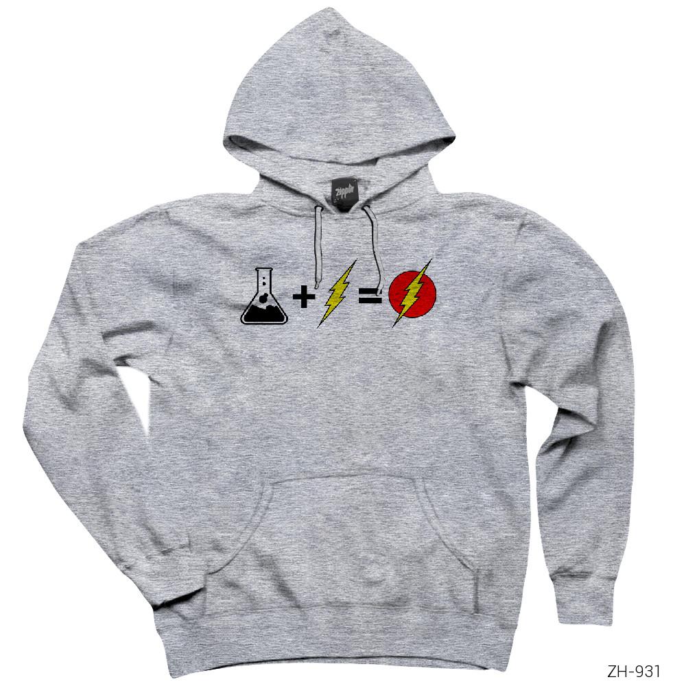 The Flash Evolation Gri Kapşonlu Sweatshirt Hoodie