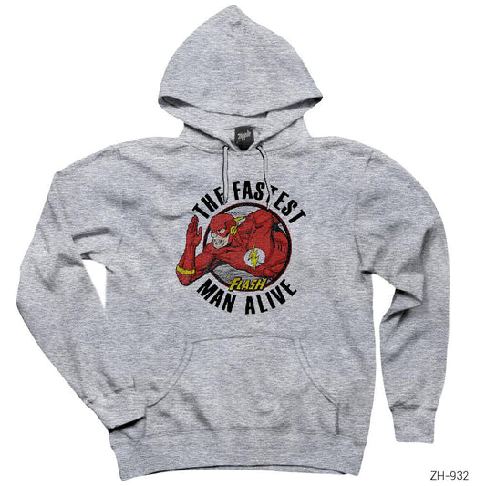 The Flash Fastest Man Alive Gri Kapşonlu Sweatshirt Hoodie