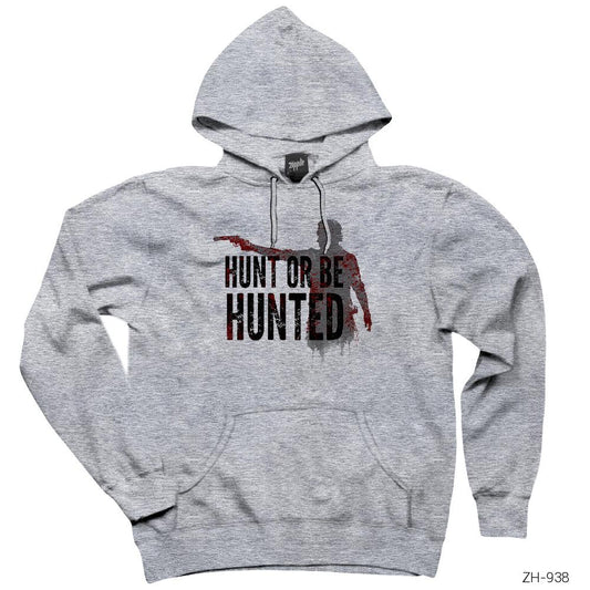 The Walking Dead Hunt or Be Hunted Gri Kapşonlu Sweatshirt Hoodie