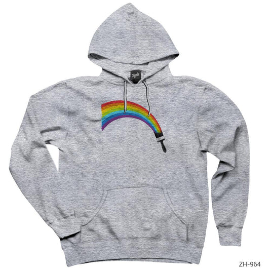 Gökkuşağı Rainbow Brush Gri Kapşonlu Sweatshirt Hoodie