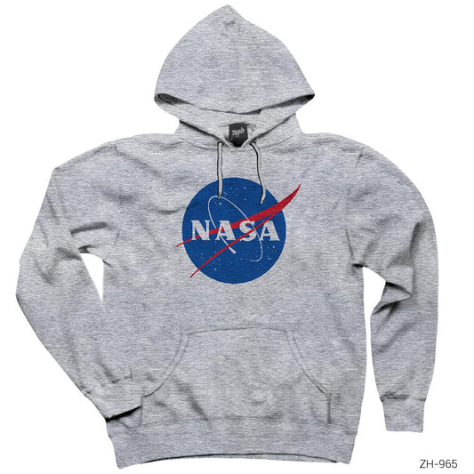 Nasa Logo Gri Kapşonlu Sweatshirt Hoodie