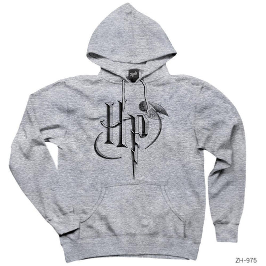 Harry Potter HP Logo Gri Kapşonlu Sweatshirt Hoodie