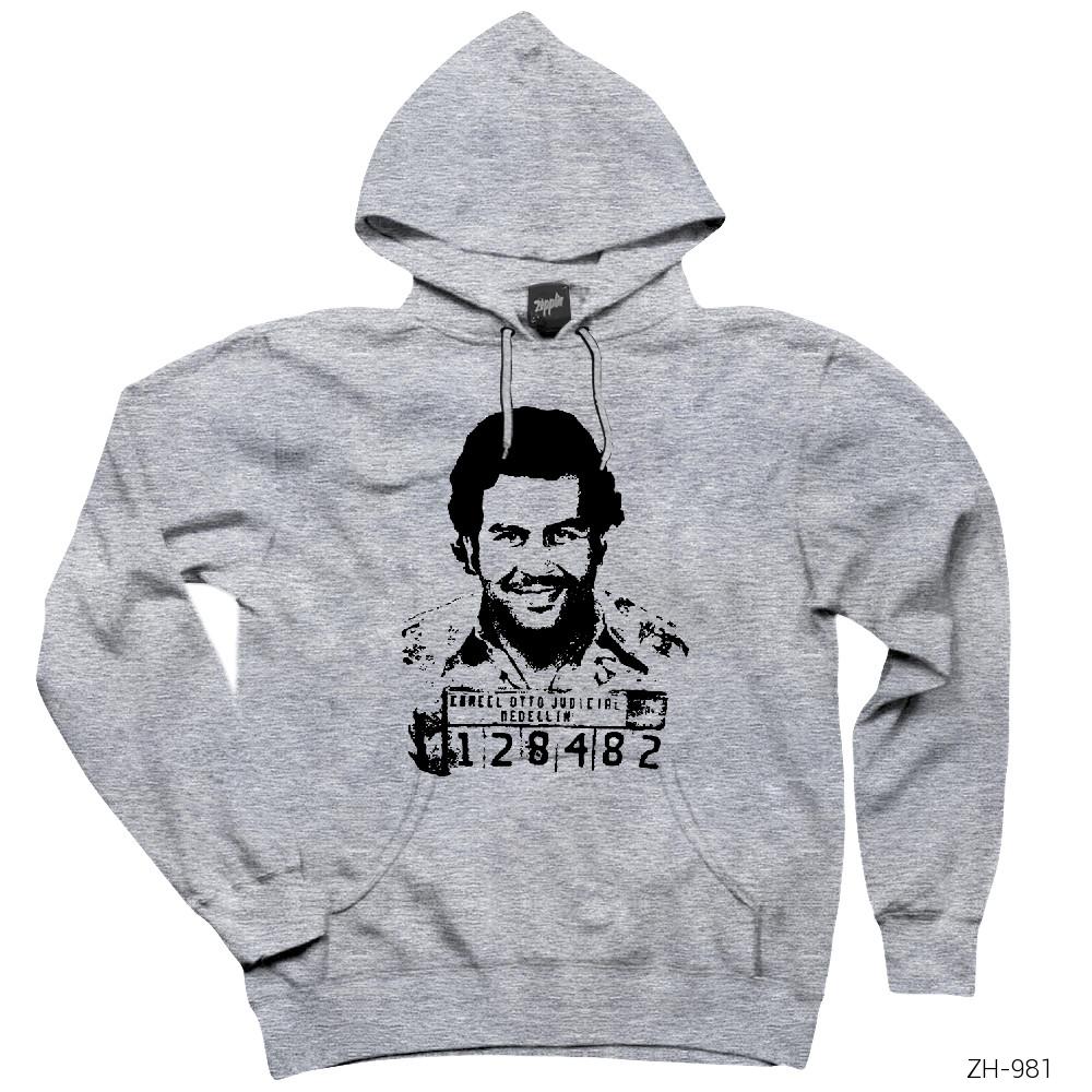 Narcos Criminal Gri Kapşonlu Sweatshirt Hoodie