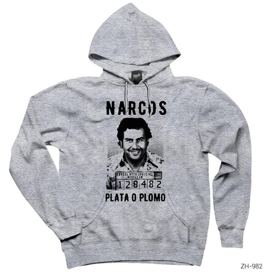 Narcos Plata O Plomo Gri Kapşonlu Sweatshirt Hoodie