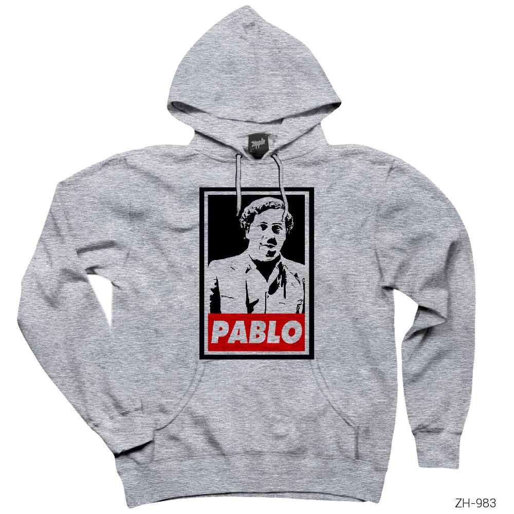 Narcos Pablo Obey Gri Kapşonlu Sweatshirt Hoodie