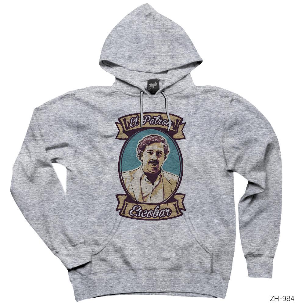 Narcos El Patron Gri Kapşonlu Sweatshirt Hoodie