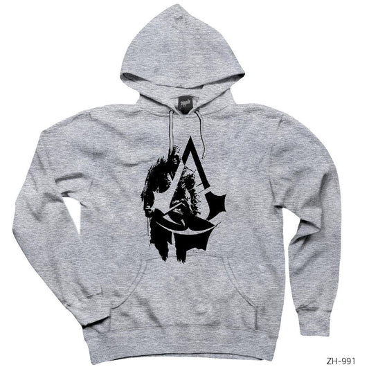 Assassins Creed Contrast Gri Kapşonlu Sweatshirt Hoodie