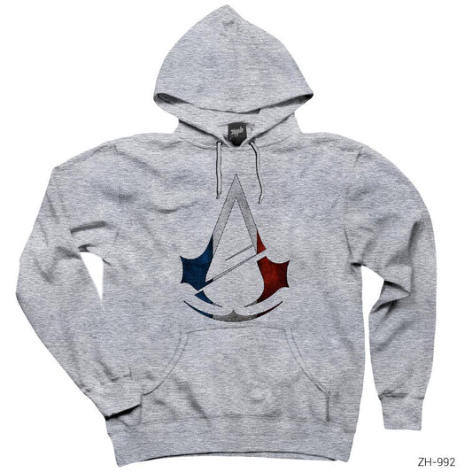 Assassins Creed Logo Color Gri Kapşonlu Sweatshirt Hoodie