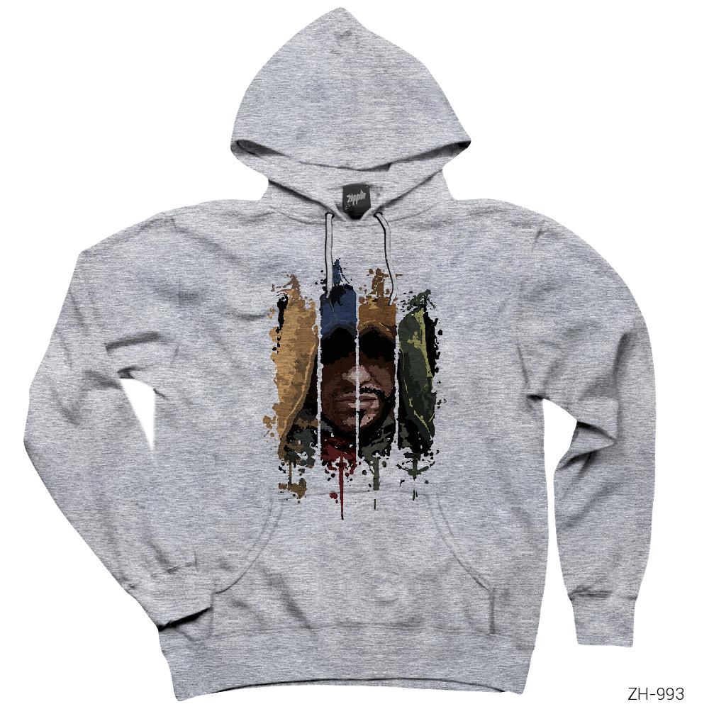 Assassins Creed Artwork Gri Kapşonlu Sweatshirt Hoodie